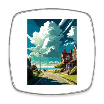 New Romney England Kent Vintage Reiseposter WPA - Viereckiger Kühlschrankmagnet - Weiß - Vorne