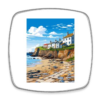 Rock Village Cornwall Vintage Reiseposter WPA - Viereckiger Kühlschrankmagnet - Weiß - Vorne