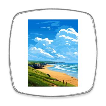 Perran Sands Cornwall Vintage Travel Poster WPA - Square fridge magnet - white - Front