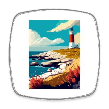 Portland Bill England Vintage Reiseposter WPA - Viereckiger Kühlschrankmagnet - Weiß - Vorne