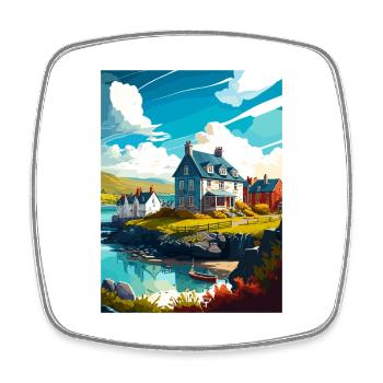 Isle Of Mull Schottland Vintage Reiseposter WPA - Viereckiger Kühlschrankmagnet - Weiß - Vorne