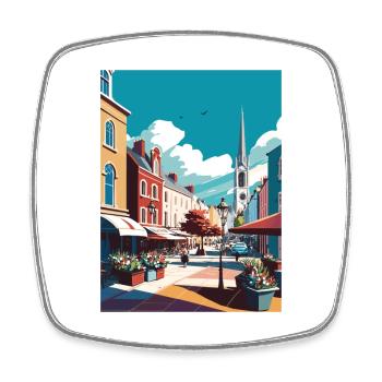 Galway Square Irland Vintage Reiseposter WPA - Viereckiger Kühlschrankmagnet - Weiß - Vorne