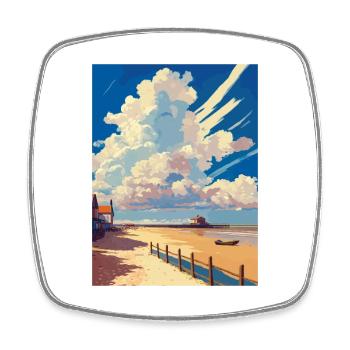 Burnham sur mer Angleterre Vintage voyage affiche WPA - Magnet carré - blanc - Devant