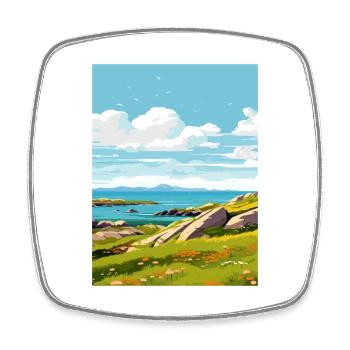 Isle Of Barra Scotland Vintage Travel Poster WPA - Square fridge magnet - white - Front