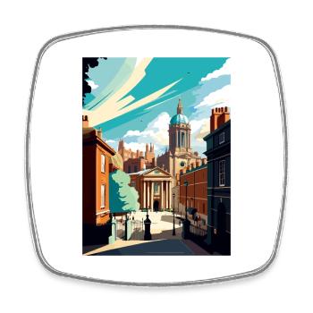 Leeds England Yorkshire Vintage Reiseposter WPA - Viereckiger Kühlschrankmagnet - Weiß - Vorne