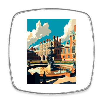 Hampton Palace England Vintage Travel Poster WPA - Square fridge magnet - white - Front