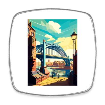 Newcastle England Vintage Travel Poster Souvenir - Square fridge magnet - white - Front