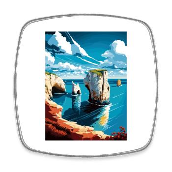 Old Harry Rocks England Vintage Reiseposter WPA - Viereckiger Kühlschrankmagnet - Weiß - Vorne