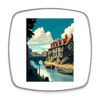 Canterbury England Kent Vintage Reiseposter WPA - Viereckiger Kühlschrankmagnet - Weiß - Vorne