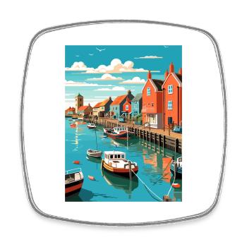 Whitstable England Kent Vintage Reiseposter WPA - Viereckiger Kühlschrankmagnet - Weiß - Vorne