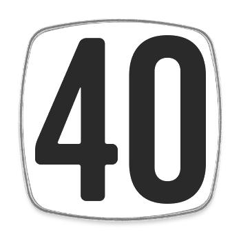 40. Geburtstag Zahl - Viereckiger Kühlschrankmagnet - Weiß - Vorne