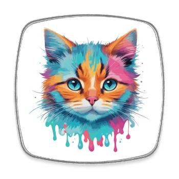 Niedliche Katze - Viereckiger Kühlschrankmagnet - Weiß - Vorne