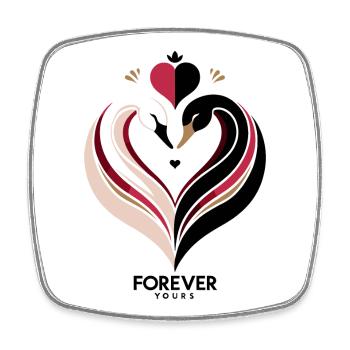 Schwanenherz Forever Yours Love - Viereckiger Kühlschrankmagnet - Weiß - Vorne