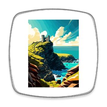 Tintagel Castle England Vintage Travel Poster WPA - Square fridge magnet - white - Front
