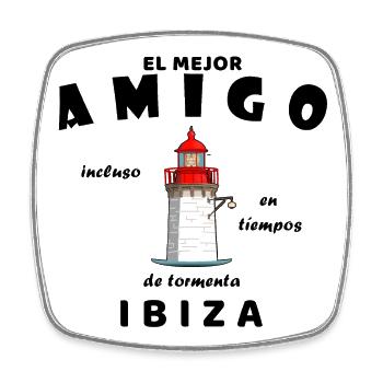 Best Friend, Spanish, Lighthouse Ibiza - Square fridge magnet - white - Front