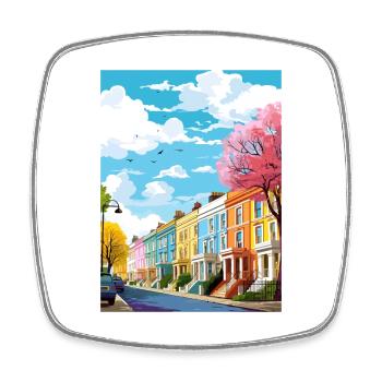 Notting Hill London Vintage Reiseposter Souvenir - Viereckiger Kühlschrankmagnet - Weiß - Vorne