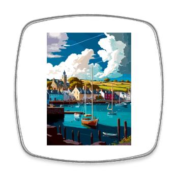 Kingsbridge England Vintage Travel Poster Souvenir - Square fridge magnet - white - Front