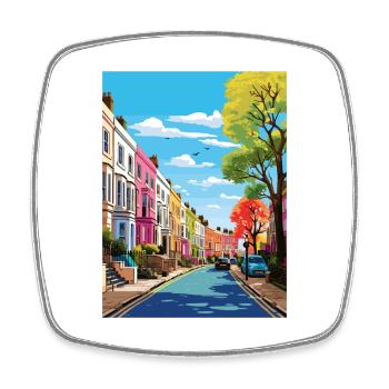 Notting Hill London Vintage Reiseposter Souvenir - Viereckiger Kühlschrankmagnet - Weiß - Vorne
