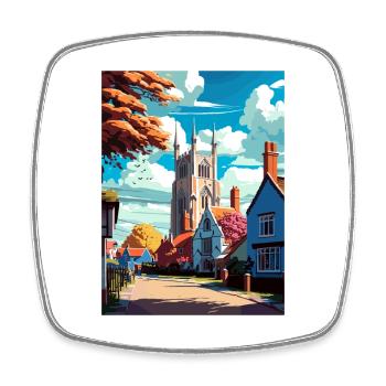Framlingham England Vintage Travel Poster Souvenir - Square fridge magnet - white - Front
