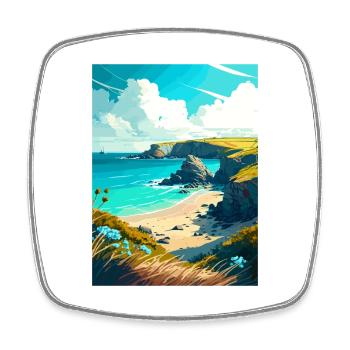 Cornwall Dekoration Vintage Reiseposter Souvenir - Viereckiger Kühlschrankmagnet - Weiß - Vorne