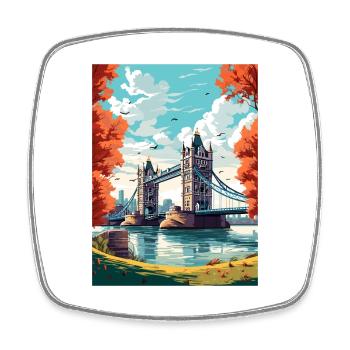 Tower Bridge England Vintage Reiseposter WPA Kunst - Viereckiger Kühlschrankmagnet - Weiß - Vorne