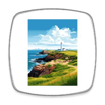 Lizard Point Angleterre Vintage voyage affiche WPA Art - Magnet carré - blanc - Devant