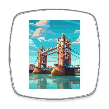 Tower Bridge England Vintage Reiseposter WPA Kunst - Viereckiger Kühlschrankmagnet - Weiß - Vorne