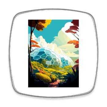 Eden Project England Vintage Travel Poster WPA Art - Square fridge magnet - white - Front