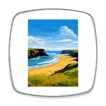 Porthcothan Cornwall Vintage Reiseposter WPA Kunst - Viereckiger Kühlschrankmagnet - Weiß - Vorne