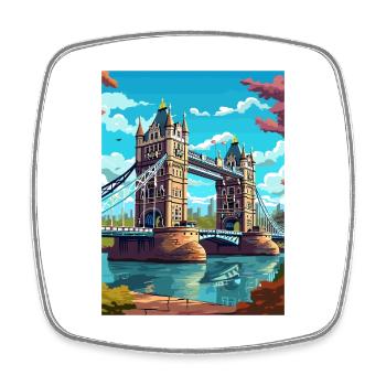 Tower Bridge England Vintage Reiseposter WPA Kunst - Viereckiger Kühlschrankmagnet - Weiß - Vorne