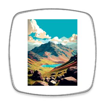 Scafell Pike Angleterre Vintage voyage affiche WPA Art - Magnet carré - blanc - Devant