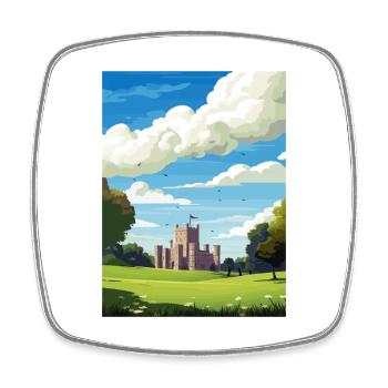 Cardiff Castle Wales Vintage Reiseposter WPA Kunst - Viereckiger Kühlschrankmagnet - Weiß - Vorne
