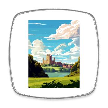 Cardiff Castle Wales Vintage Reiseposter WPA Kunst - Viereckiger Kühlschrankmagnet - Weiß - Vorne