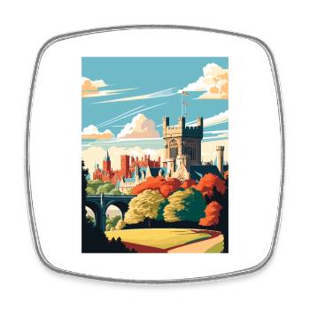Cardiff Castle Wales Vintage Reiseposter WPA Kunst - Viereckiger Kühlschrankmagnet - Weiß - Vorne