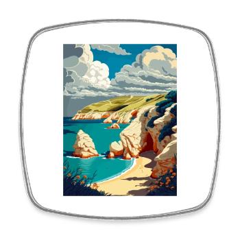 Lulworth Cove England Vintage Reiseposter WPA - Viereckiger Kühlschrankmagnet - Weiß - Vorne