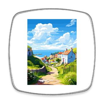 Porthoustock Cornwall Vintage Reiseposter WPA - Viereckiger Kühlschrankmagnet - Weiß - Vorne