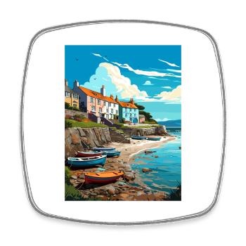 New Quay gallois Pays de Galles Vintage voyage affiche WPA Art - Magnet carré - blanc - Devant