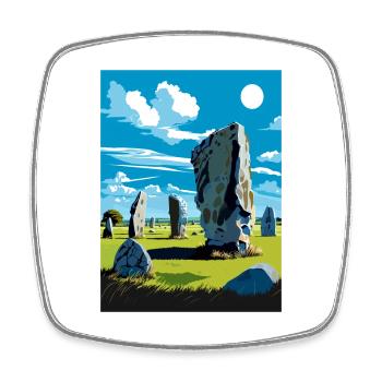Avebury Stone Circle Vintage Travel Poster WPA Art - Square fridge magnet - white - Front