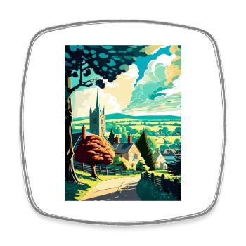 Cotswolds Angleterre Royaume-Uni Vintage voyage affiche WPA Art - Magnet carré - blanc - Devant
