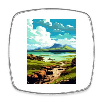 Isle Of Eigg Schottland Vintage Reiseposter WPA - Viereckiger Kühlschrankmagnet - Weiß - Vorne