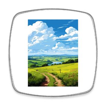 Tamar Valley Cornwall Vintage Travel Poster WPA - Square fridge magnet - white - Front