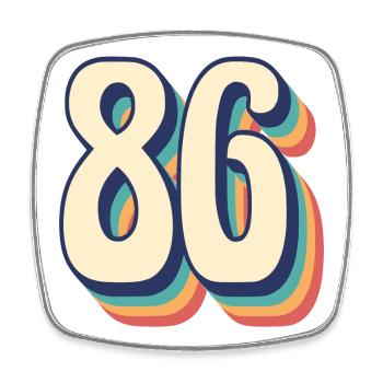 T-Shirt rétro Vintage numéro 86 Eighty Six - Magnet carré - blanc - Devant