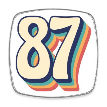 T-Shirt rétro Vintage numéro 87 Eighty Seven - Magnet carré - blanc - Devant