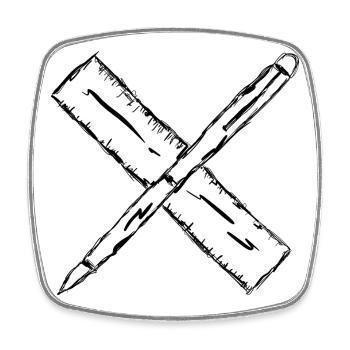 Pen and ruler - Square fridge magnet - white - Front
