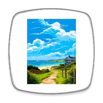 Polzeath Cornwall Vintage Reiseposter Souvenir - Viereckiger Kühlschrankmagnet - Weiß - Vorne