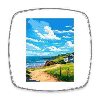 Polzeath Cornwall Vintage Reiseposter Souvenir - Viereckiger Kühlschrankmagnet - Weiß - Vorne