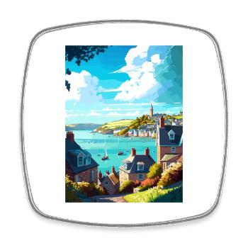 Dartmouth England Vintage Travel Poster Souvenir - Square fridge magnet - white - Front