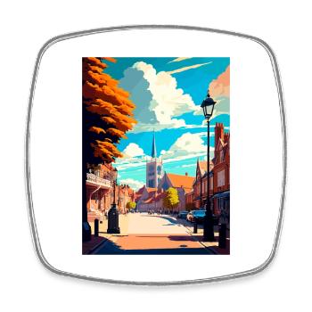 Guildford England Vintage Travel Poster Souvenir - Square fridge magnet - white - Front