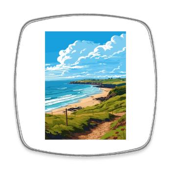 Polkerris Cornwall Vintage Reiseposter Souvenir - Viereckiger Kühlschrankmagnet - Weiß - Vorne