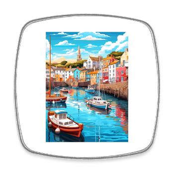 Mevagissey England Vintage Travel Poster Souvenir - Square fridge magnet - white - Front